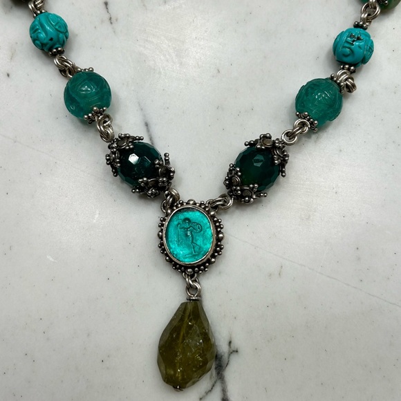 Stephen Dweck One of a Kind Turquoise Jade Peridot Pearl Necklace - Picture 2 of 7